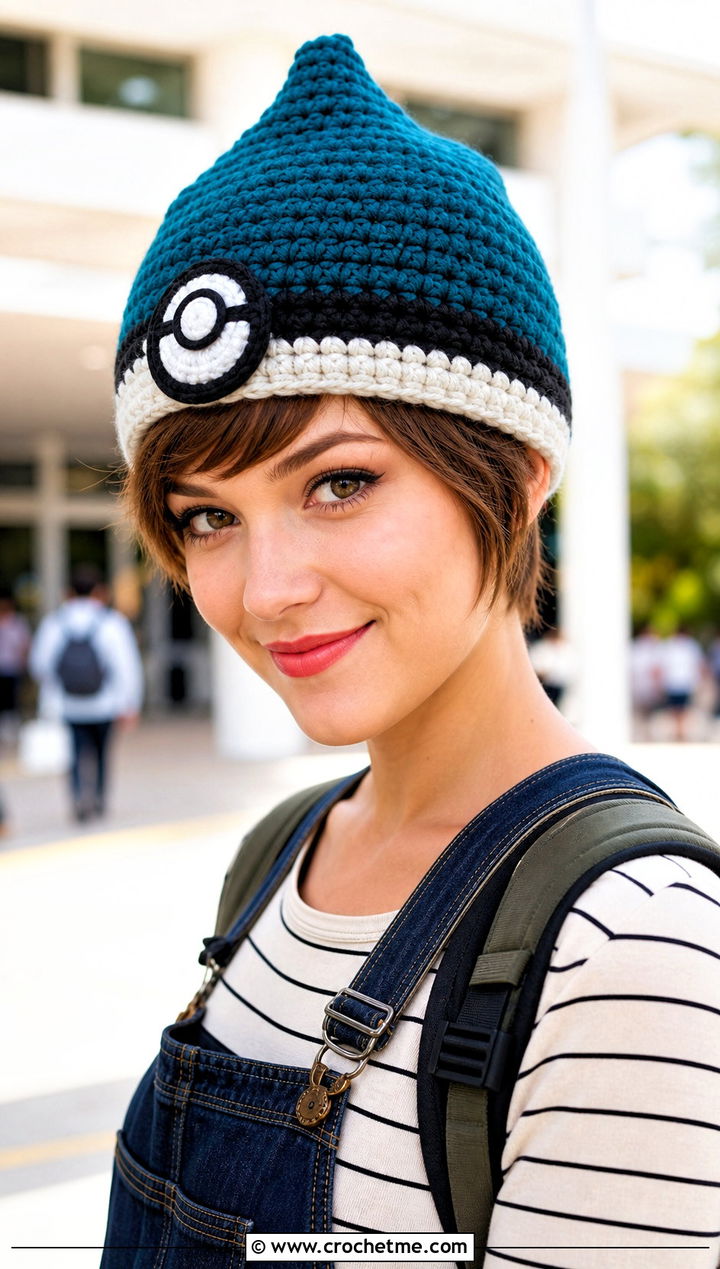 Pixie Pokeball Crochet Hat With Overalls Outfit - 20 Pokeball Crochet Hat outfit ideas