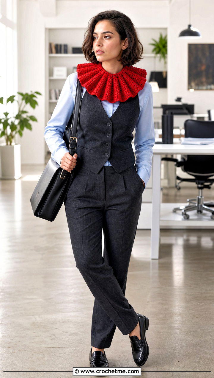 Pleated Clown Crochet Ruffle Collar With Suit Vest - 25 Clown Crochet Ruffle Collar outfit ideas