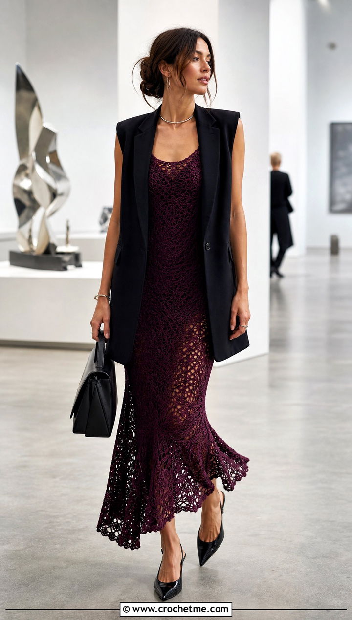 Plum Abigail Fairy Crochet Dress With Tailored Vest - 25 abigail fairy crochet dress outfit ideas