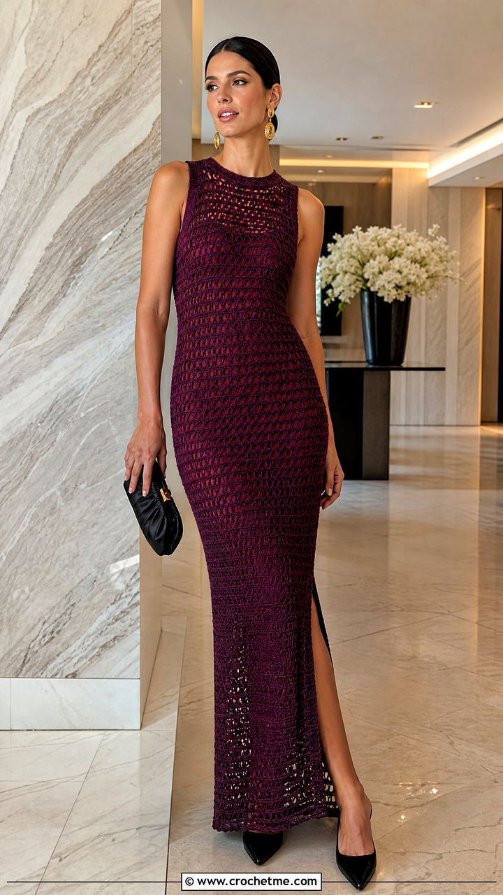 Plum Crochet Maxi Dress Birthday Outfit - 35 crochet birthday outfit ideas