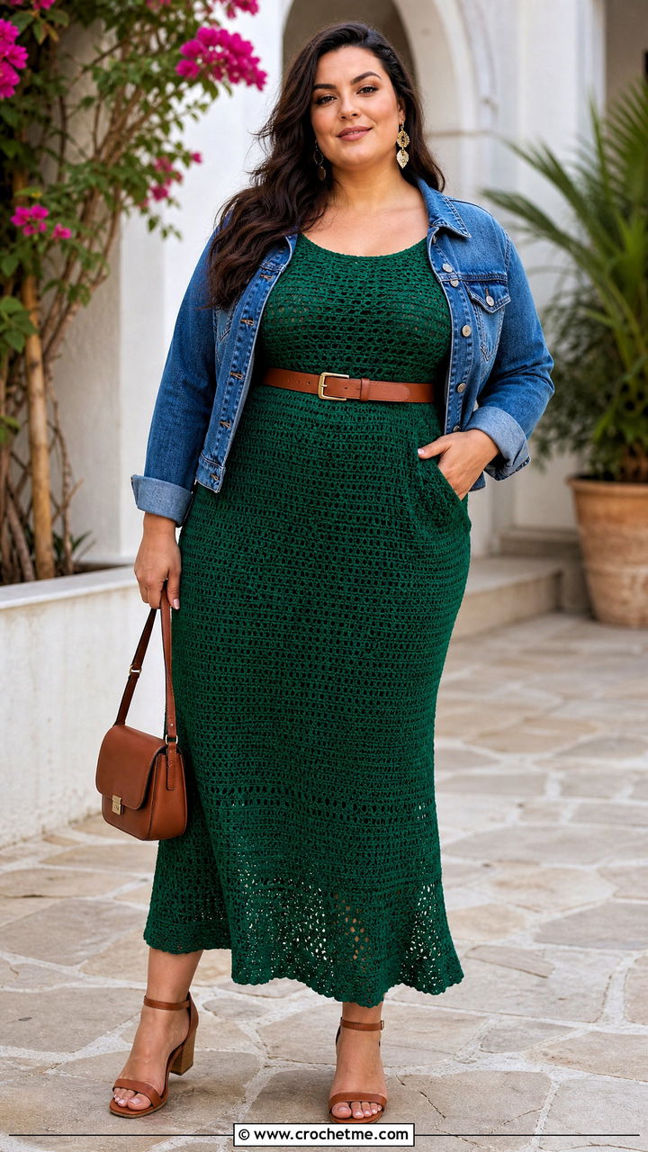 Plus Size Crochet Dress Belted Outfit - 35 crochet dress outfit ideas