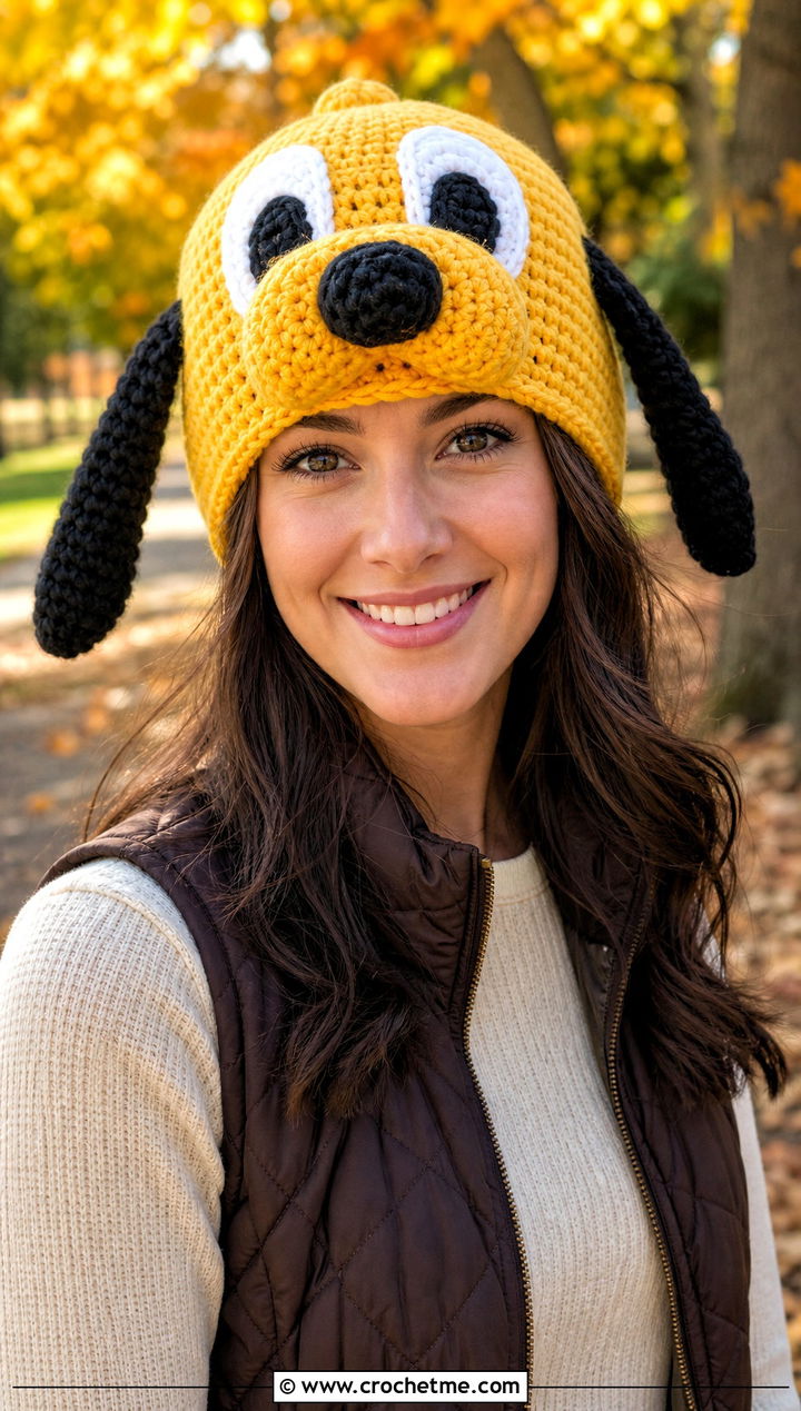 Pluto Puppy Beanie With Quilted Vest - 30 disney crochet hat outfit ideas