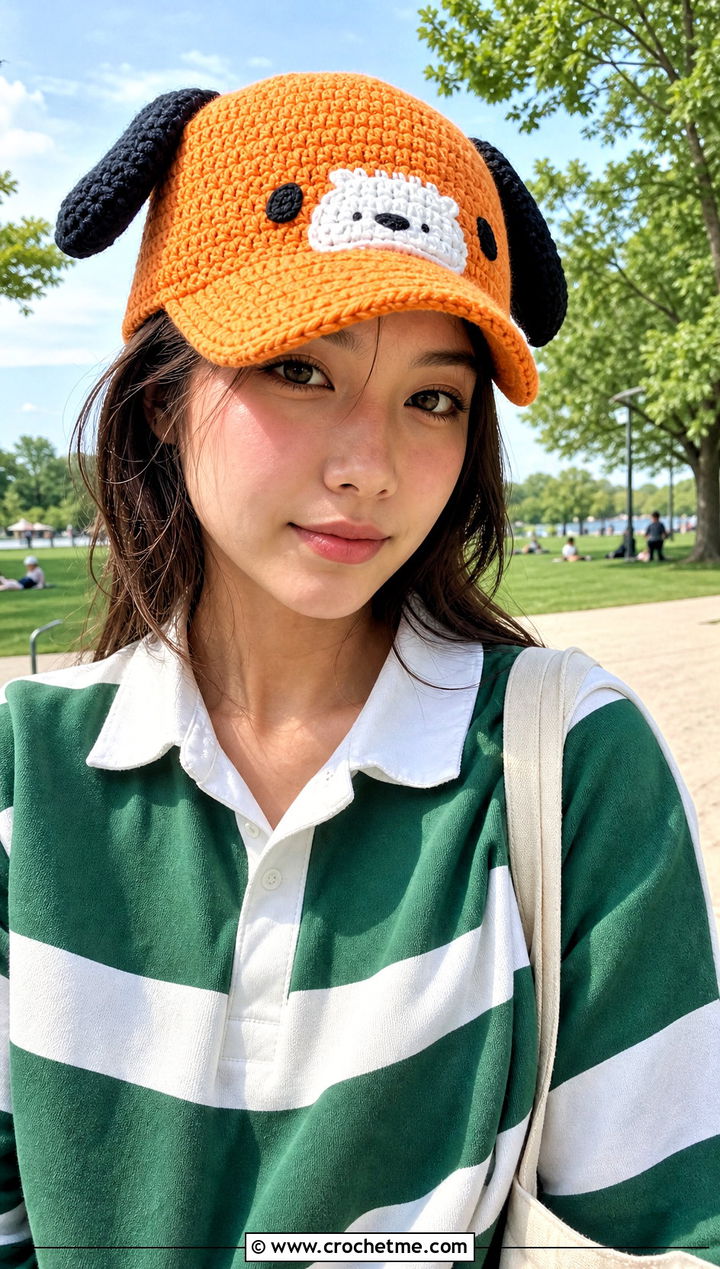 Pochacco Crochet Baseball Cap With A Rugby Shirt - 30 sanrio crochet hat outfit ideas