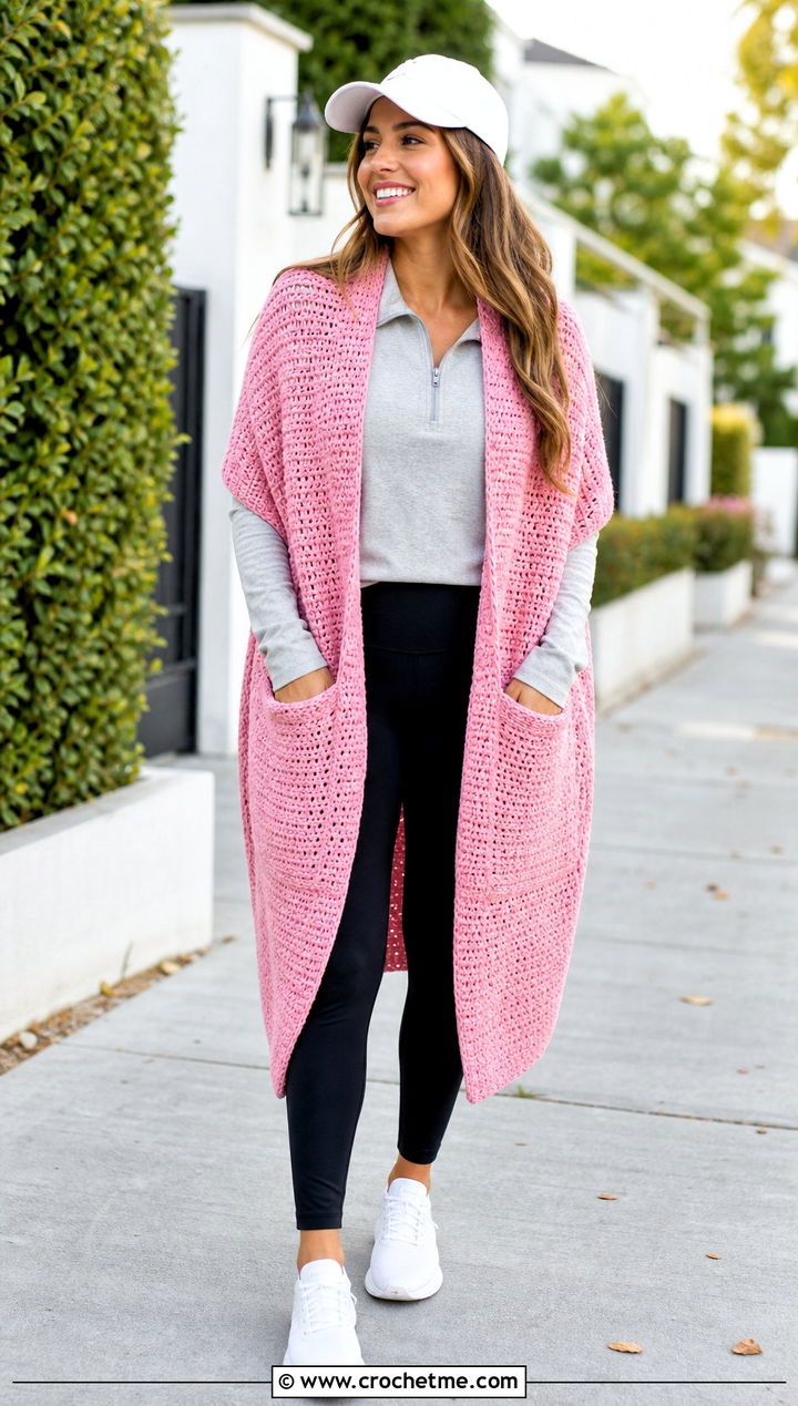 Pocket Crochet Blanket Shawl With Leggings - 15 Crochet Shawl Blanket outfit ideas