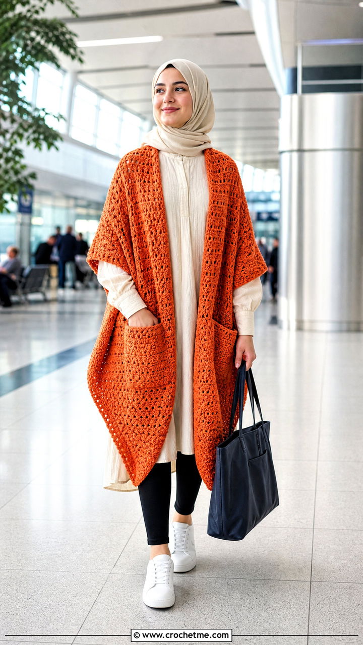 Pocket Crochet Prayer Shawl With Leggings And Sneakers - 35 easy crochet prayer shawls outfit ideas