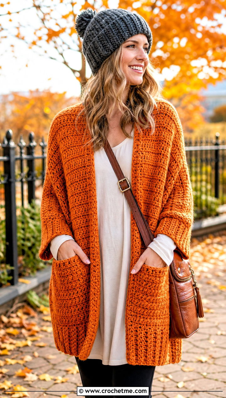 Pocket Crochet Shawl With Leggings And Boots - 25 Crochet For Shawl outfit ideas