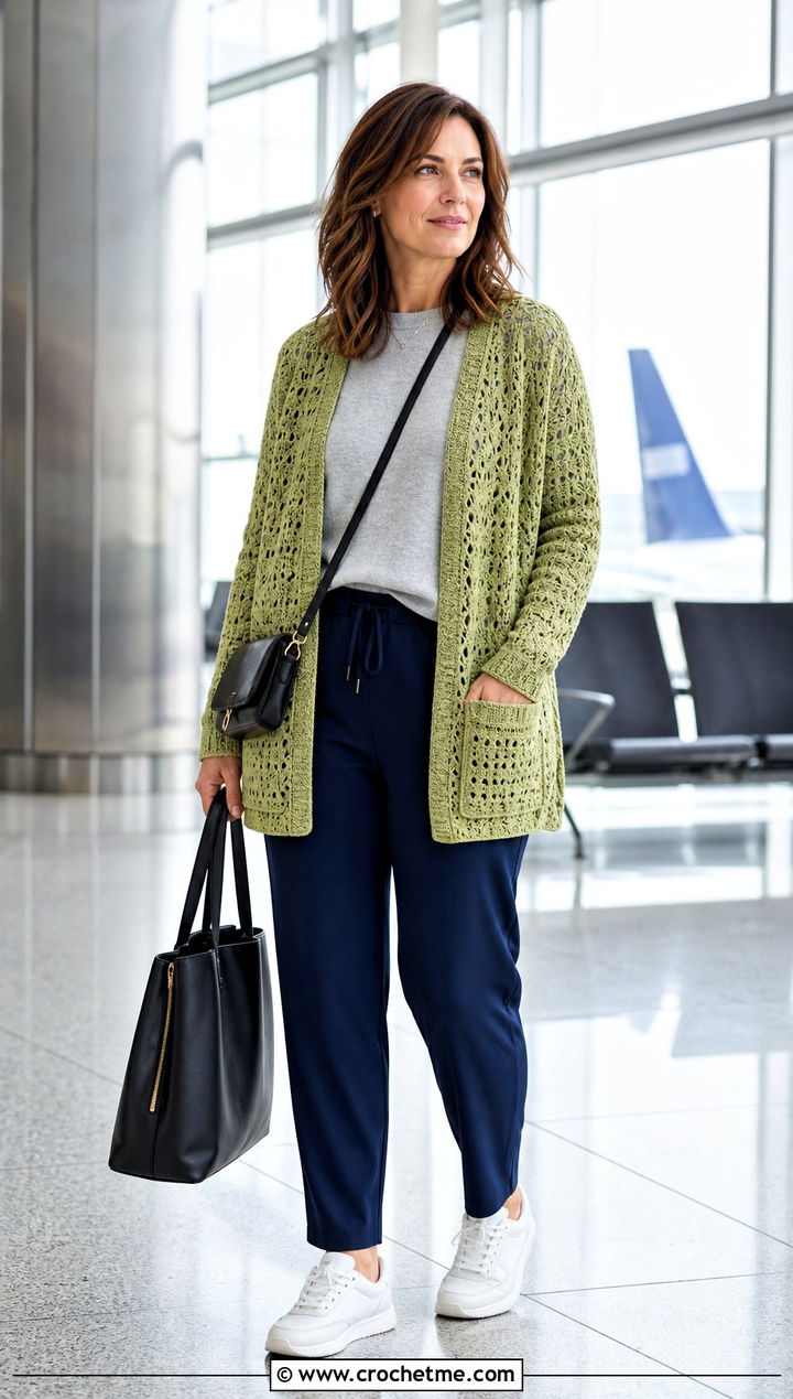 Pocket Lace Shawl With Travel Separates - 25 Lacey Crochet Shawls outfit ideas
