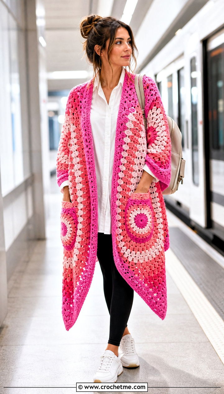 Pocket Mandala Yarn Crochet Shawl With Leggings - 15 Crochet Shawl Mandala Yarn outfit ideas