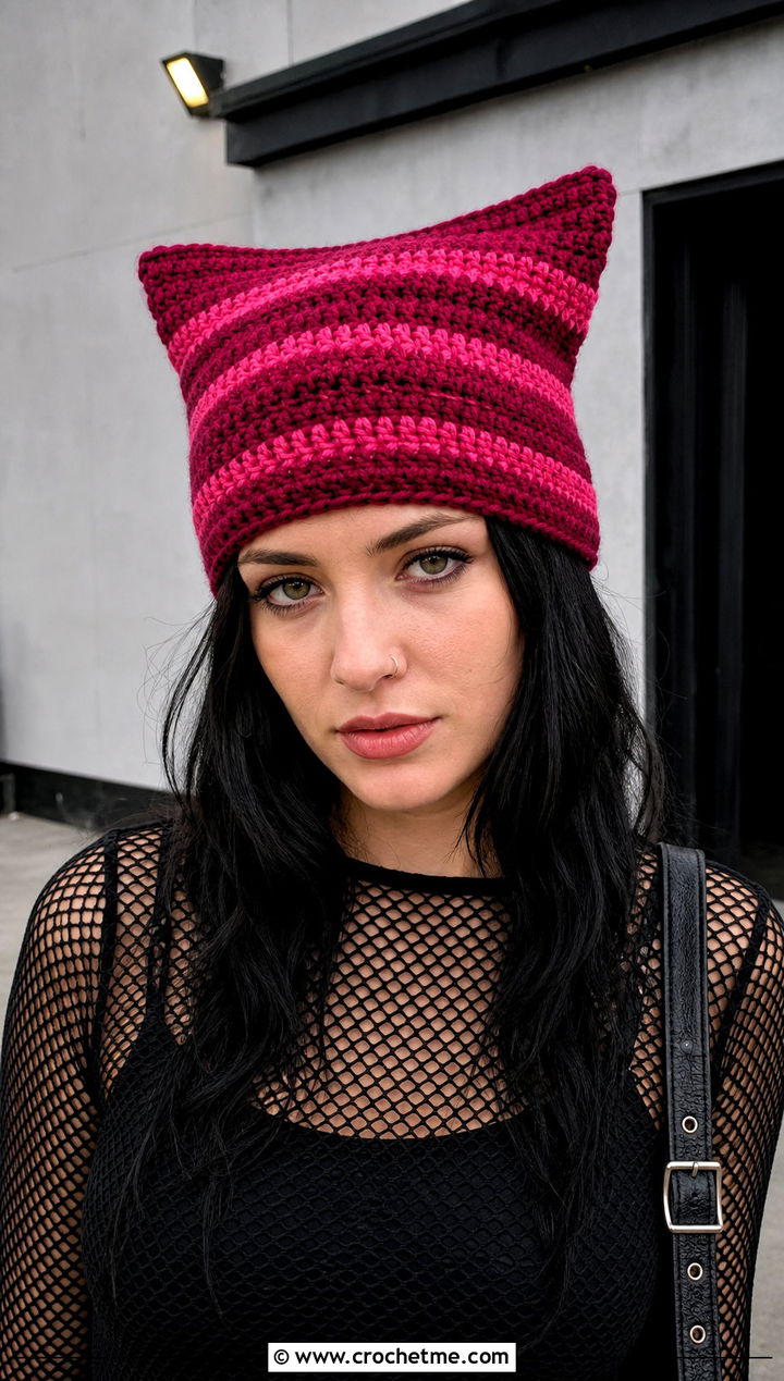 Pointed Corner Clancy Crochet Beanie With Mesh Top And Cargo Skirt - 30 clancy beanie crochet outfit ideas