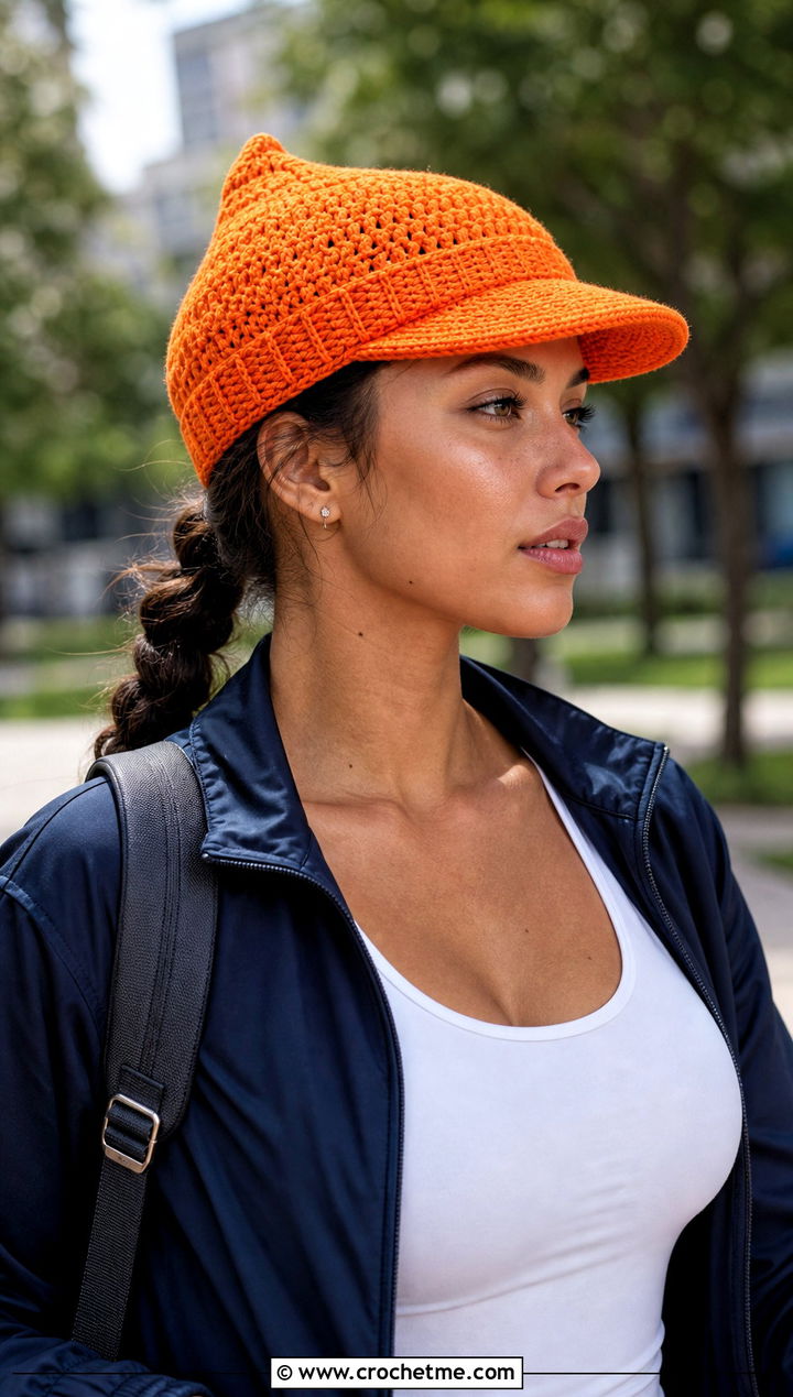 Pointed Crochet Link Hat With Track Pants - 30 crochet link hat outfit ideas