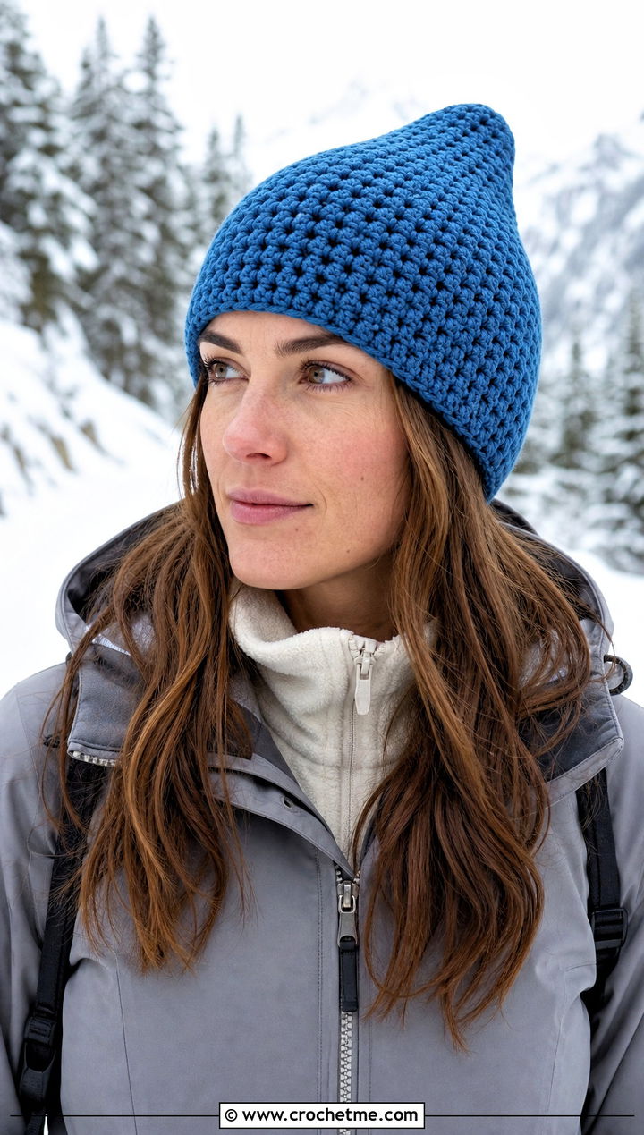 Pointed Crochet Stocking Cap With Parka - 30 crochet stocking cap outfit ideas