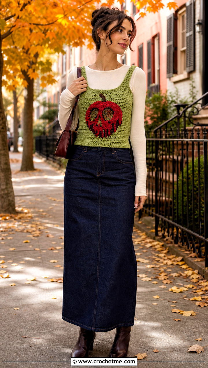 Poison Apple Crochet Tank Outfit - 25 Crochet Halloween Clothes and outfit ideas