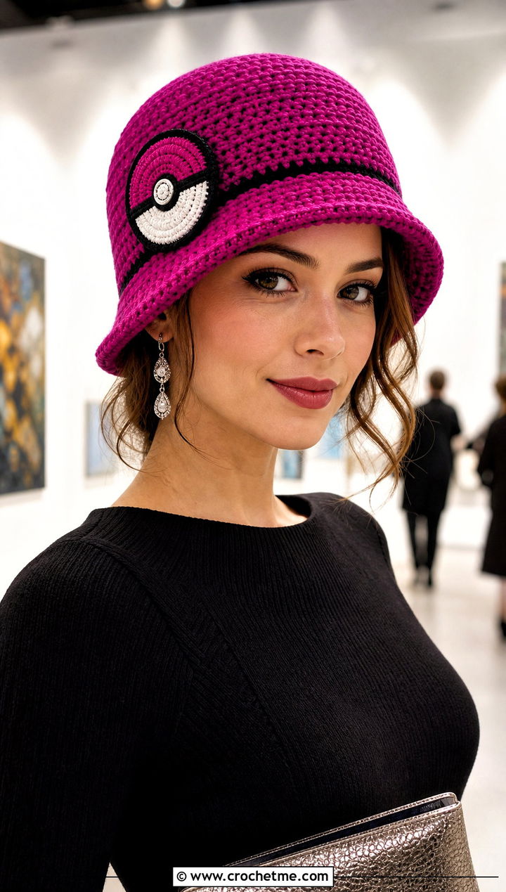 Pokeball Crochet Cloche Hat With Satin Skirt Outfit - 20 Pokeball Crochet Hat outfit ideas