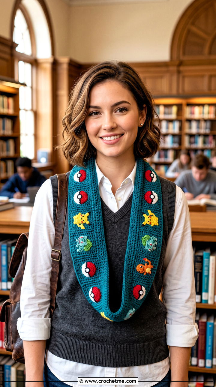 Pokemon Infinity Scarf With Sweater Vest - 25 Crochet Pokemon Scarf outfit ideas