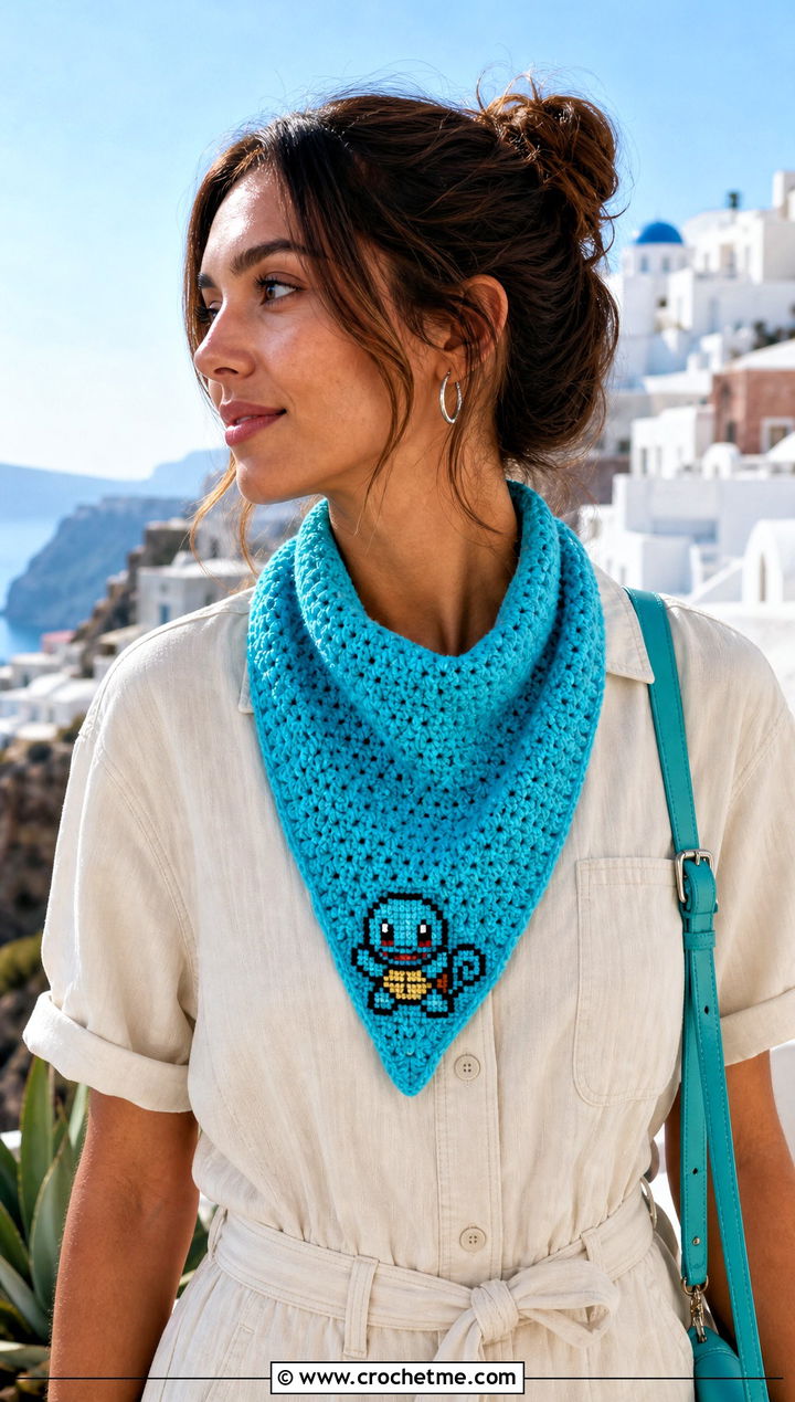 Pokemon Neckerchief Scarf With Utility Jumpsuit - 25 Crochet Pokemon Scarf outfit ideas