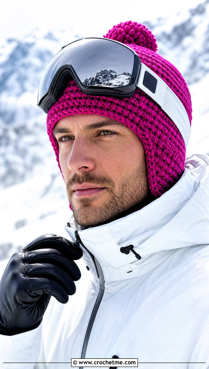 Pom Pom Crochet Beanie With Ski Outfit - 15 men's crochet beanies outfit ideas