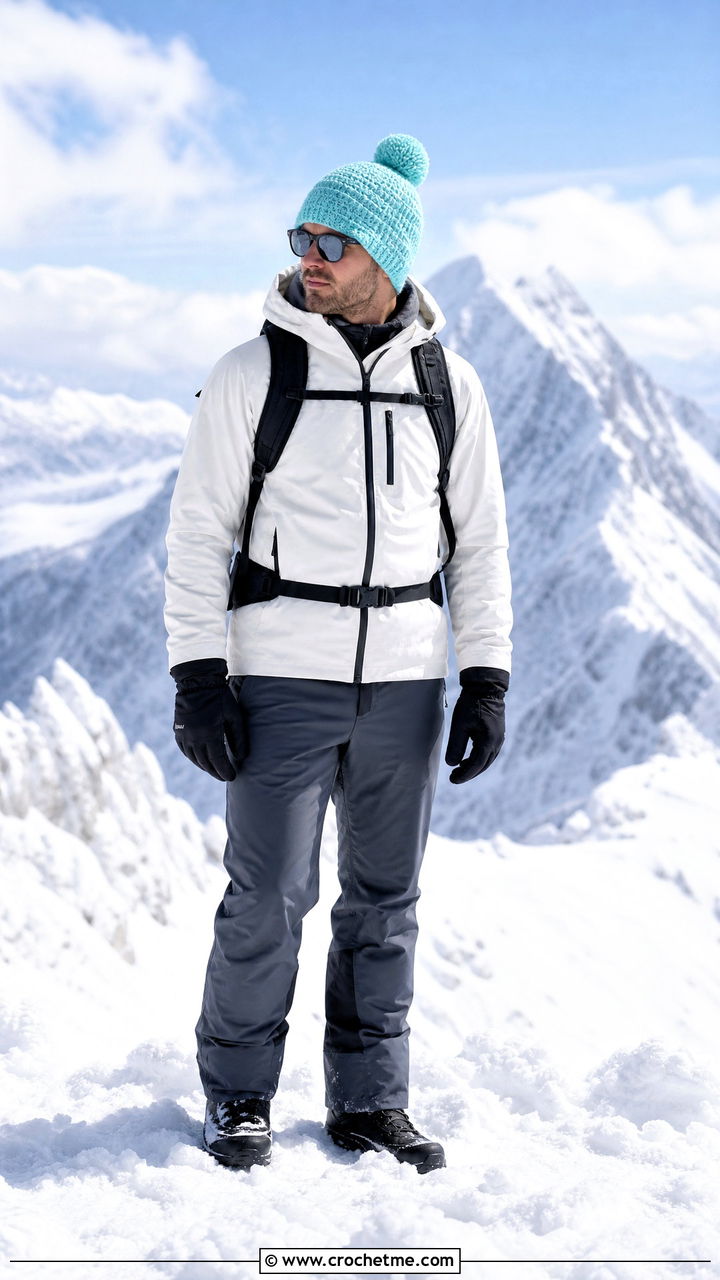 Pom Pom Crochet Beanie With Ski Outfit - 35 crochet hats for men outfit ideas