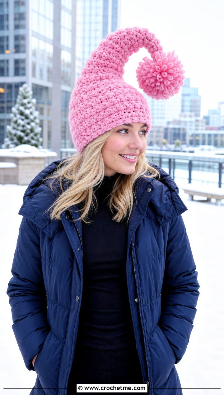 Pom Pom Crochet Cindy Lou Who Hat With Puffer Coat - 20 Crochet Cindy Lou Who Hat outfit ideas