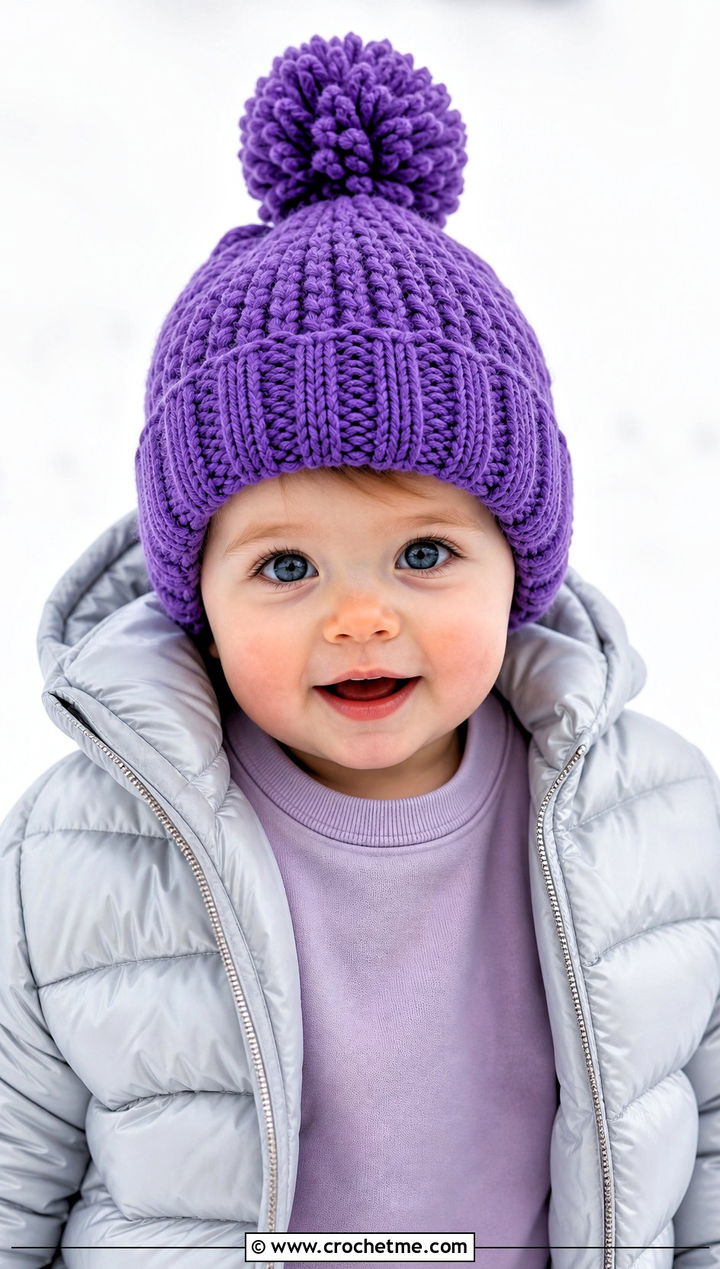 Pom Pom Crochet Hat With Puffer Jacket - 15 12 Month Crochet Hat outfit ideas