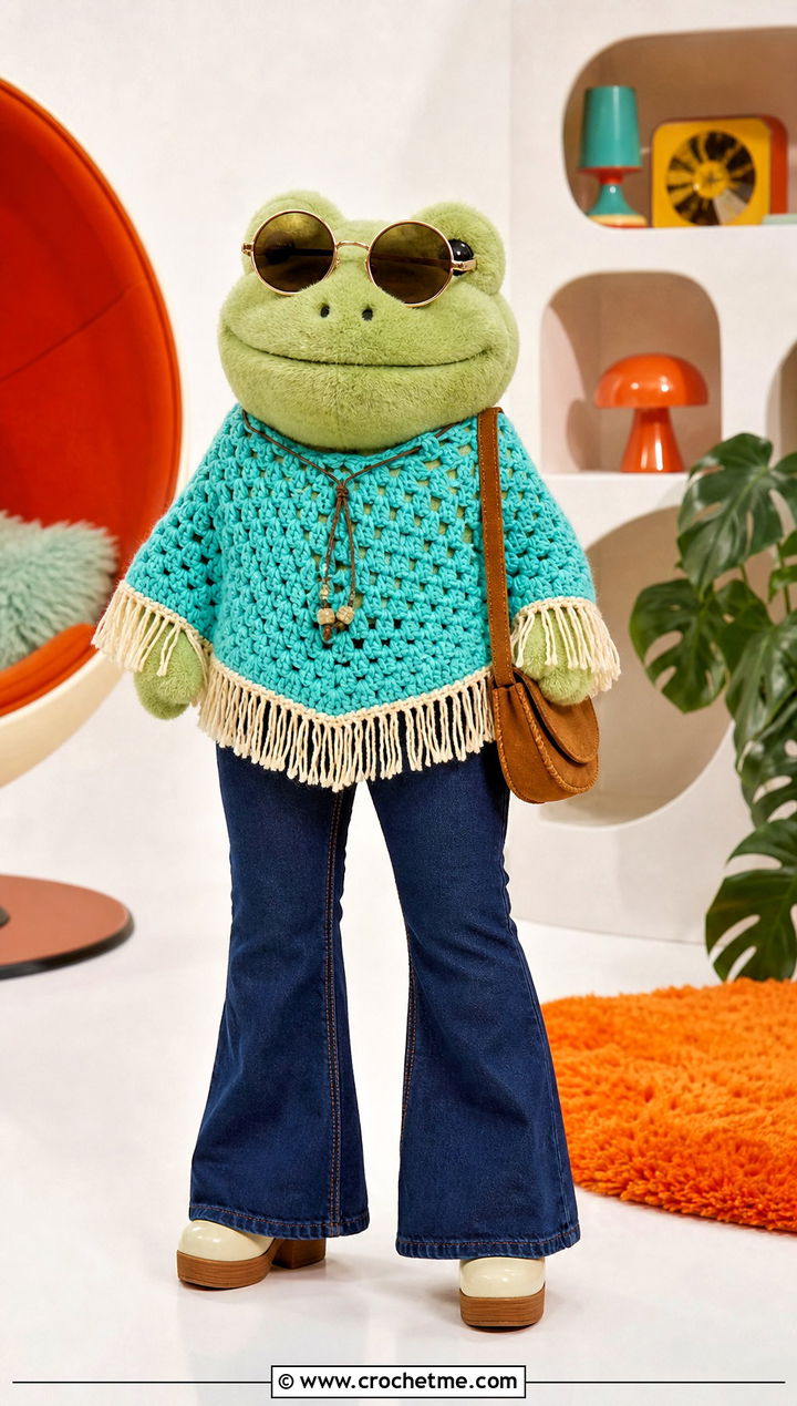 Poncho Toy Sweater With Flared Jeans - 25 Crochet Sweater For Toy outfit ideas