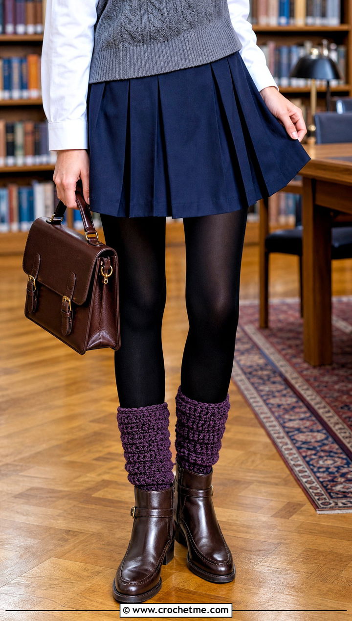 Popcorn Stitch Crochet Boot Cuffs With Pleated Skirt - 35 crochet boot cuffs outfit ideas