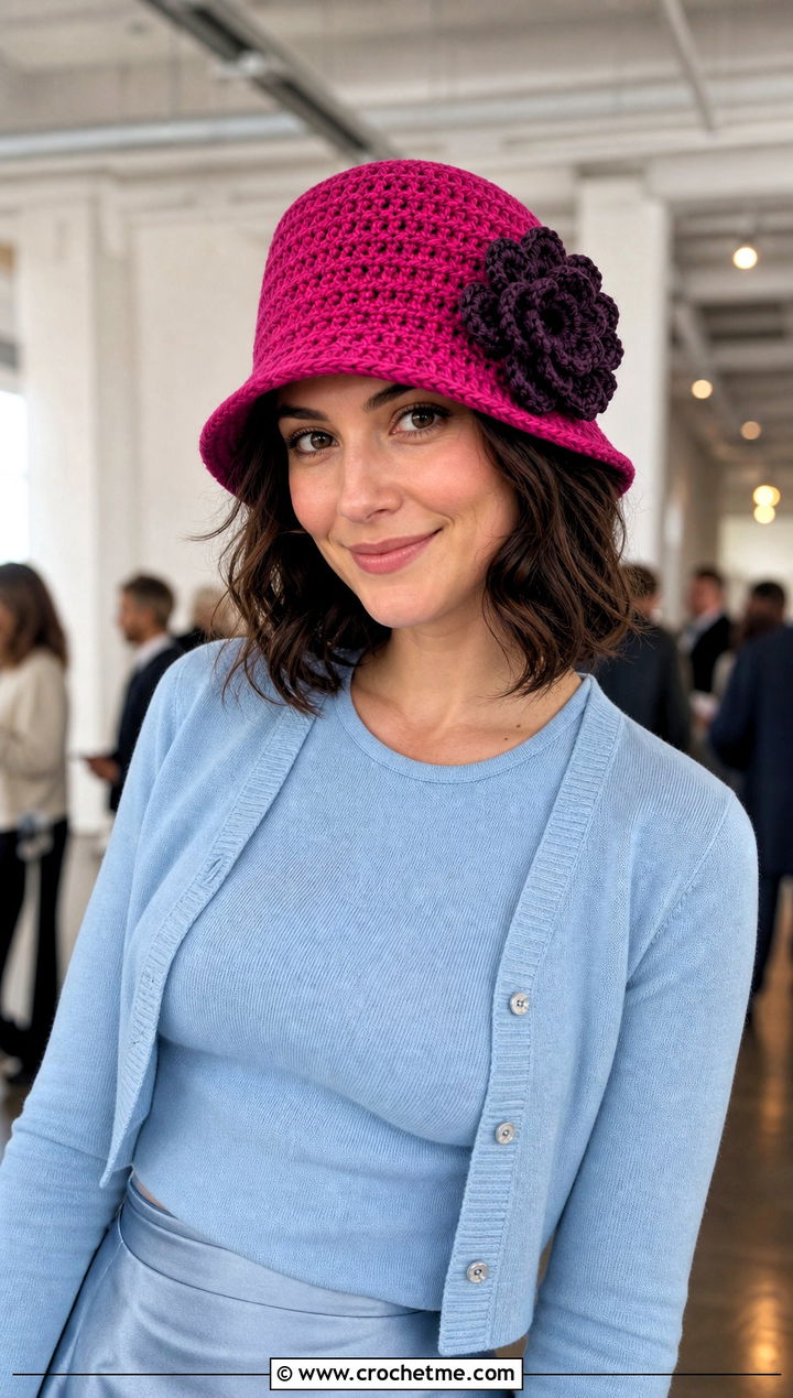 Poppy Crochet Cloche Hat With Slip Skirt - 30 crochet flower hat outfit ideas