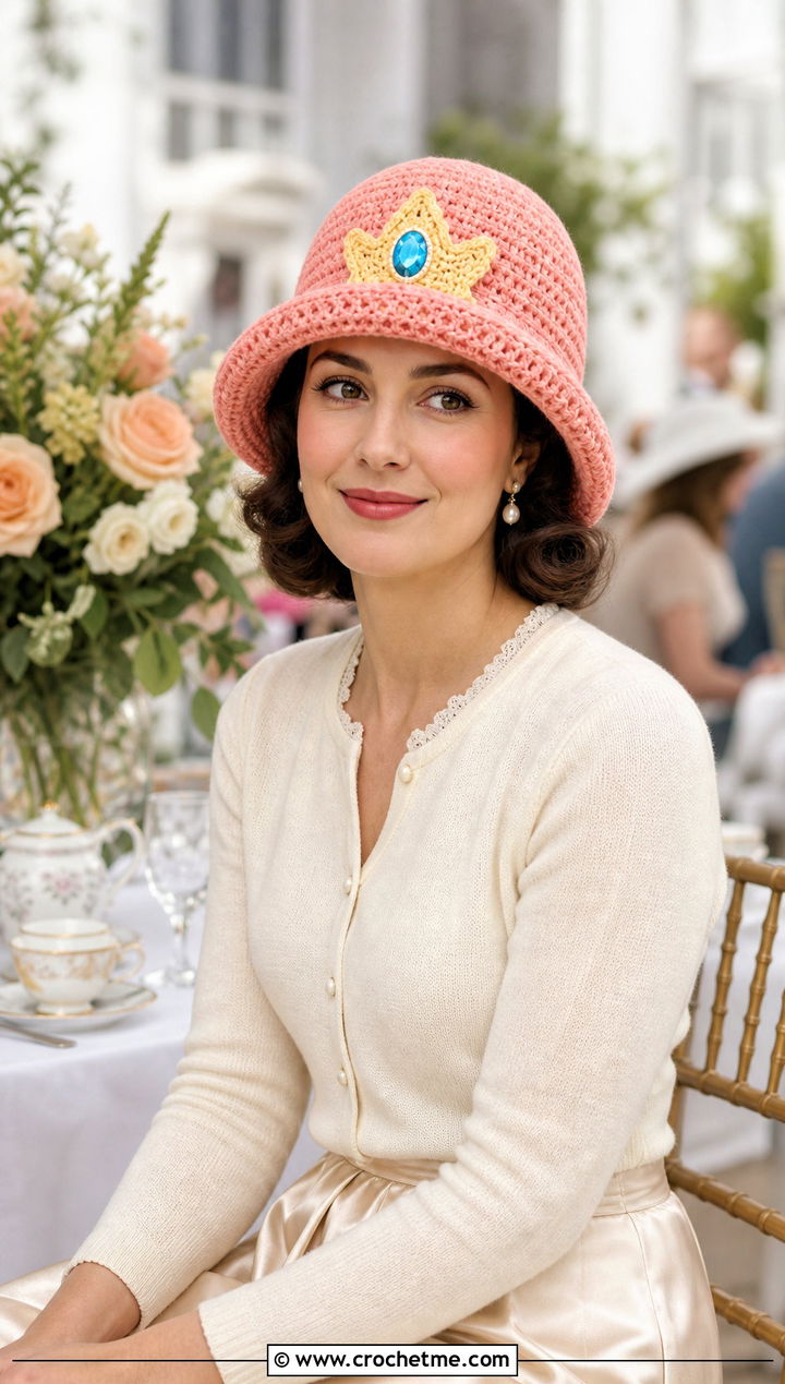 Princess Peach Crochet Cloche Hat With Satin Midi Skirt - 20 Princess Peach Crochet Hat outfit ideas