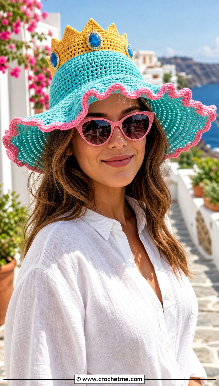 Princess Peach Crochet Sun Hat With Linen Set - 20 Princess Peach Crochet Hat outfit ideas
