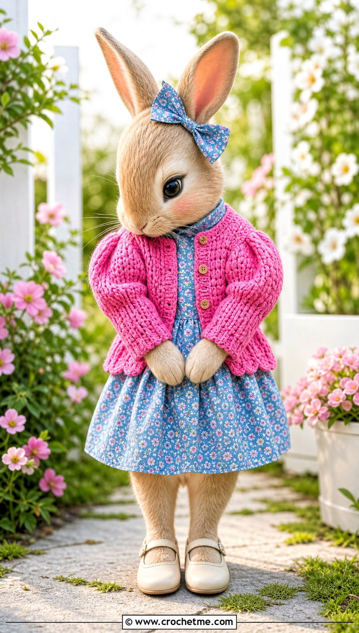 Puff Sleeve Cardigan With Floral Dress - 35 crochet jellycat clothes and outfit ideas