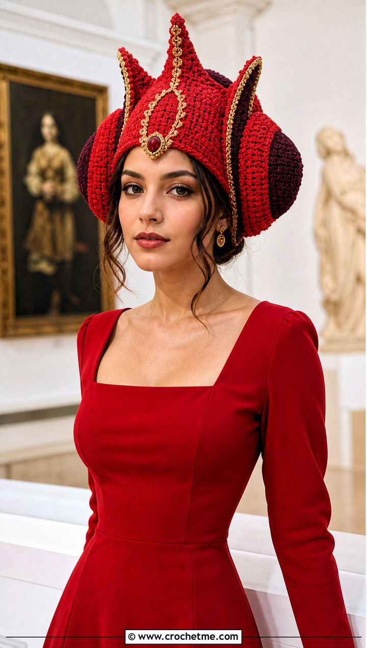 Queen Amidala Crochet Crown Hat With Midi Dress - 30 crochet star wars hat outfit ideas