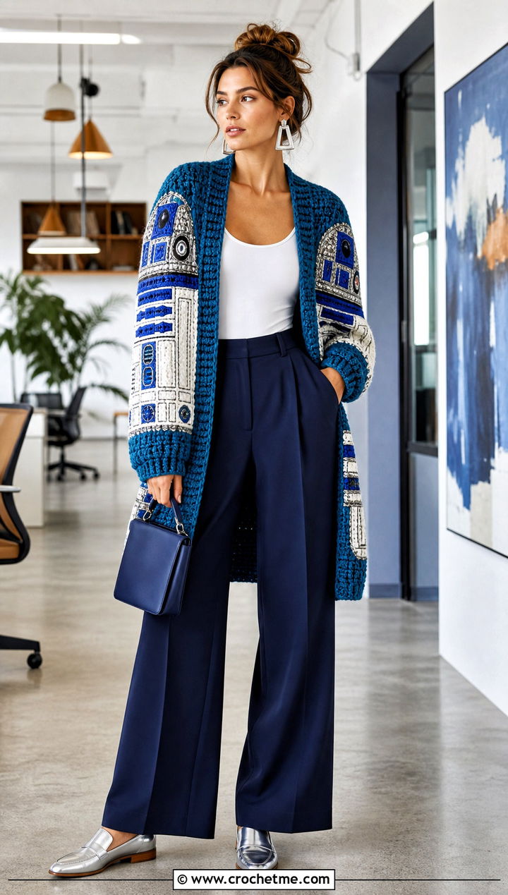R D Tapestry Crochet Cardigan With Wide Leg Pants - 25 Star Wars Crochet Clothes and outfit ideas