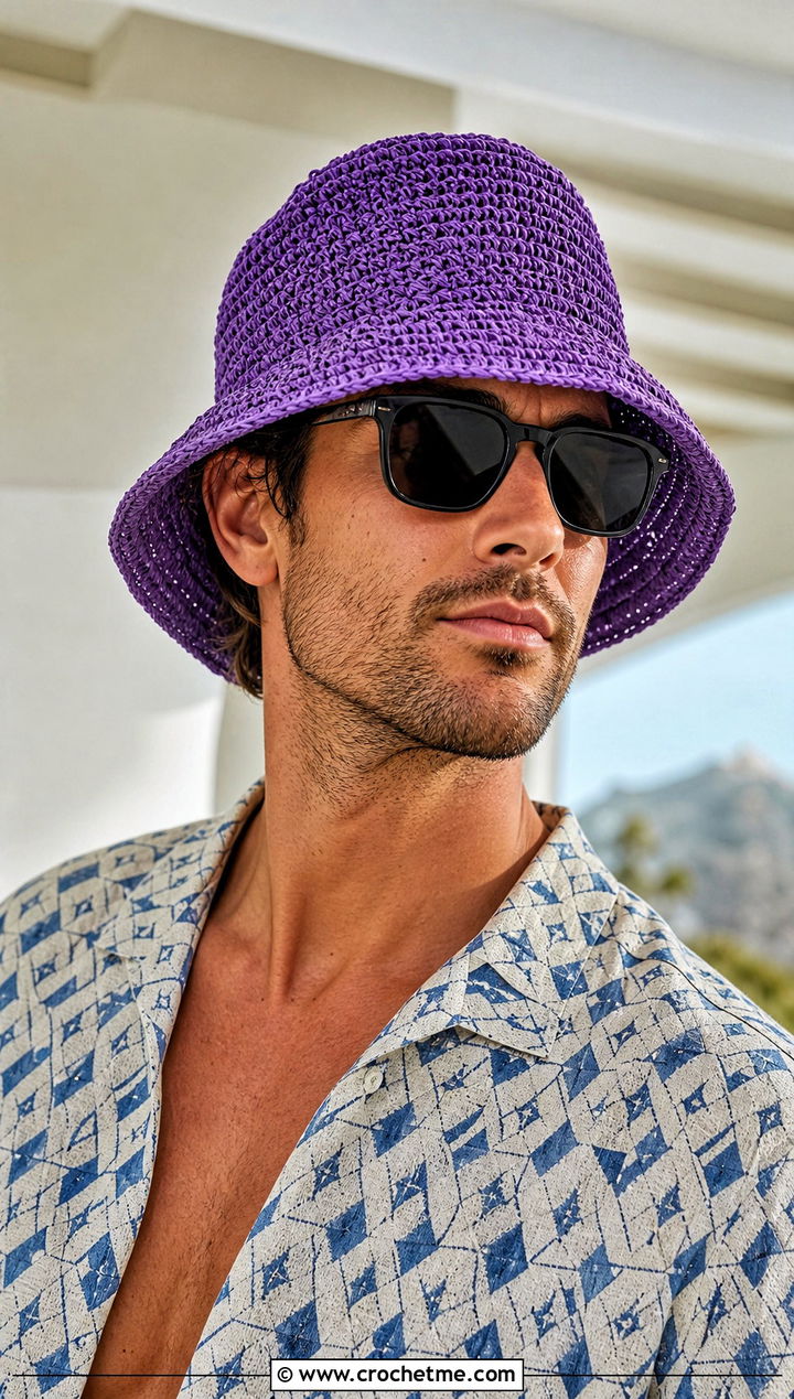 Raffia Crochet Bucket Hat With Resort Shirt - 15 mens crochet bucket hat outfit ideas