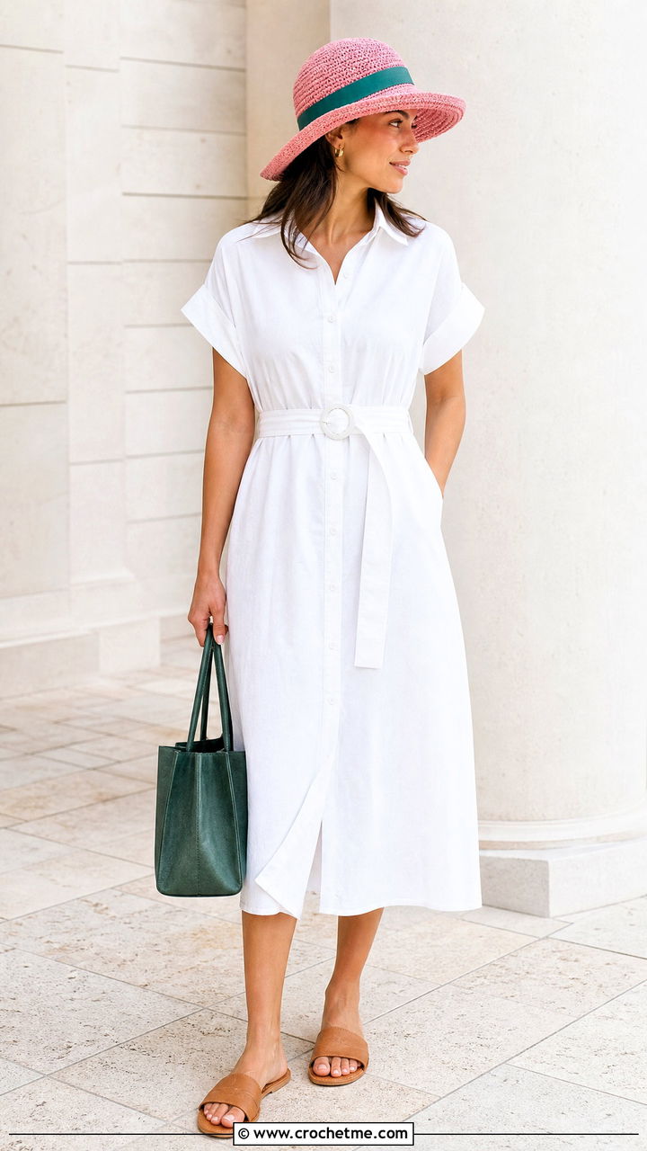 Raffia Crochet Luffy Hat With White Shirt Dress - 35 crochet luffy hat outfit ideas