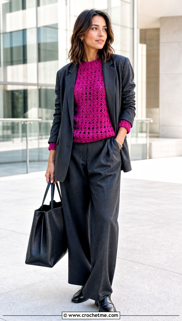 Raglan Crochet Fisherman Sweater With Relaxed Suiting - 25 crochet fisherman sweater outfit ideas