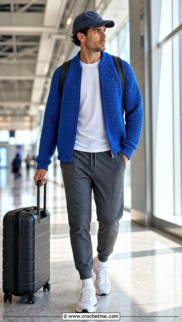 Raglan Crochet Sweater With Joggers - 35 men's crochet sweater ideas