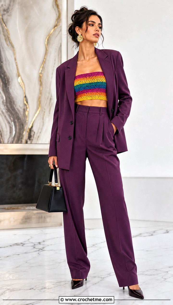 Rainbow Crochet Bandeau Top With Matching Suit - 25 rainbow crochet top outfit ideas
