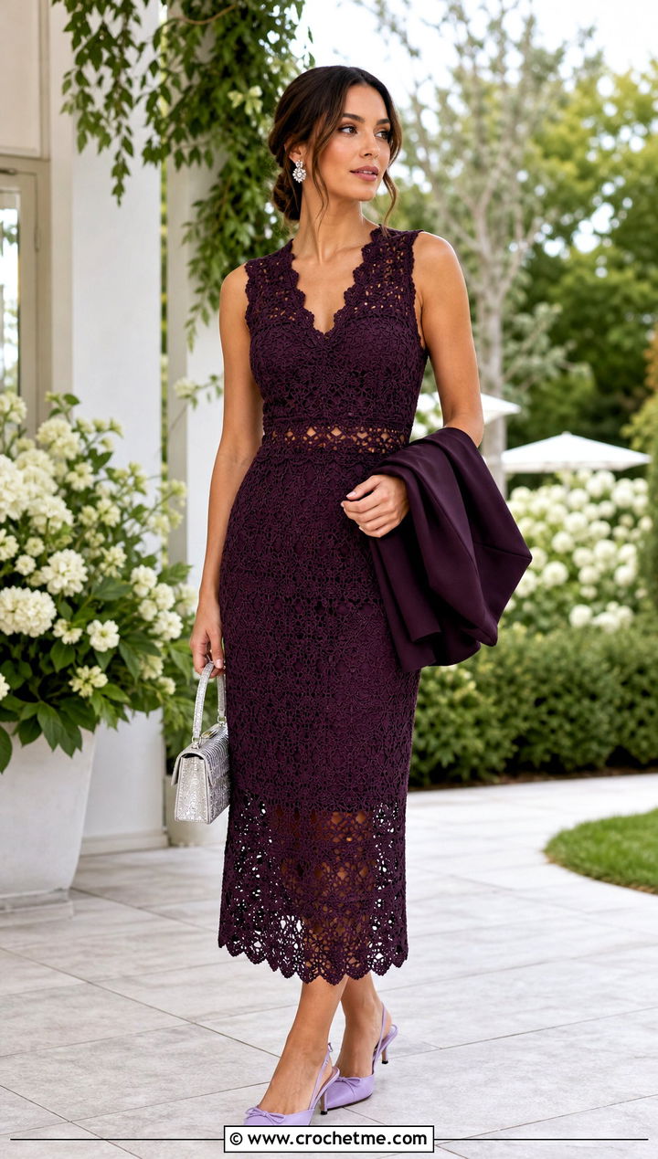 Ralph Lauren Scalloped Crochet Midi Dress With Kitten Heels - 15 Ralph Lauren Crochet Dress outfit ideas