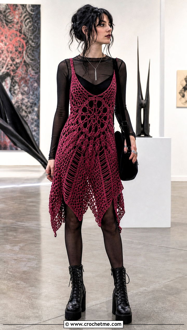 Raspberry Abigail Fairy Crochet Dress With Mesh Top - 25 abigail fairy crochet dress outfit ideas