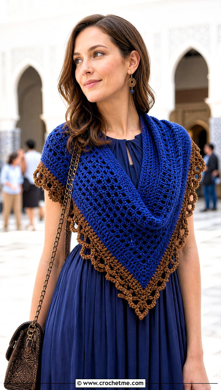 Ravenclaw Triangle Shawl Crochet Harry Potter Scarf With Maxi Dress - 35 crochet harry potter scarf outfit ideas