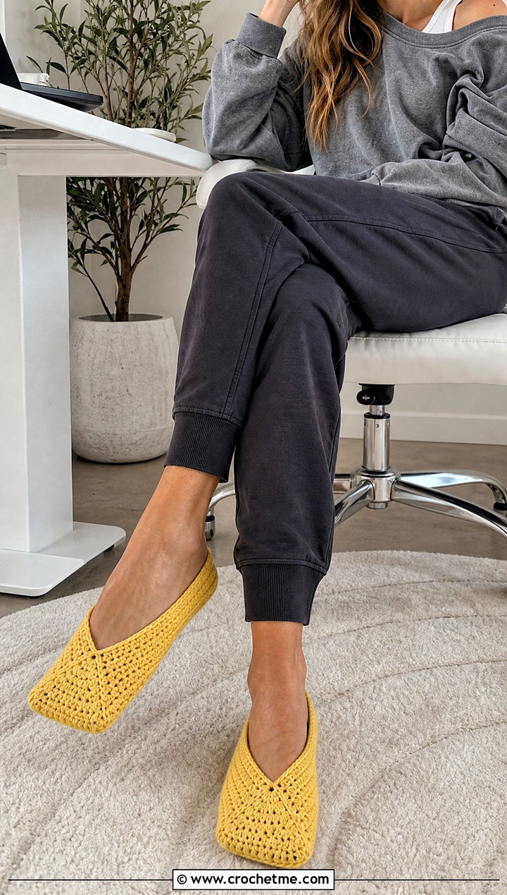 Rectangle Flat Crochet Socks With Sweatshirt And Joggers - 25 flat crochet sock outfit ideas