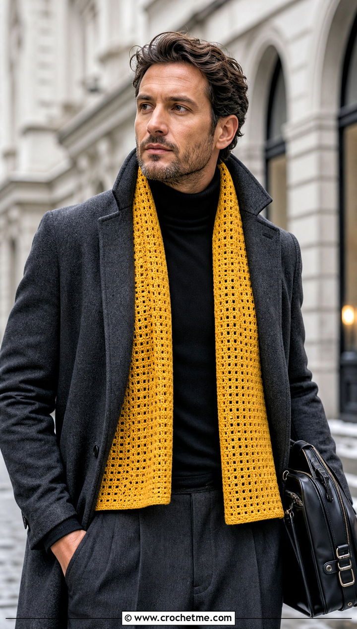 Rectangular Crochet Shawl With Tailored Coat - 30 crochet shawl for men outfit ideas