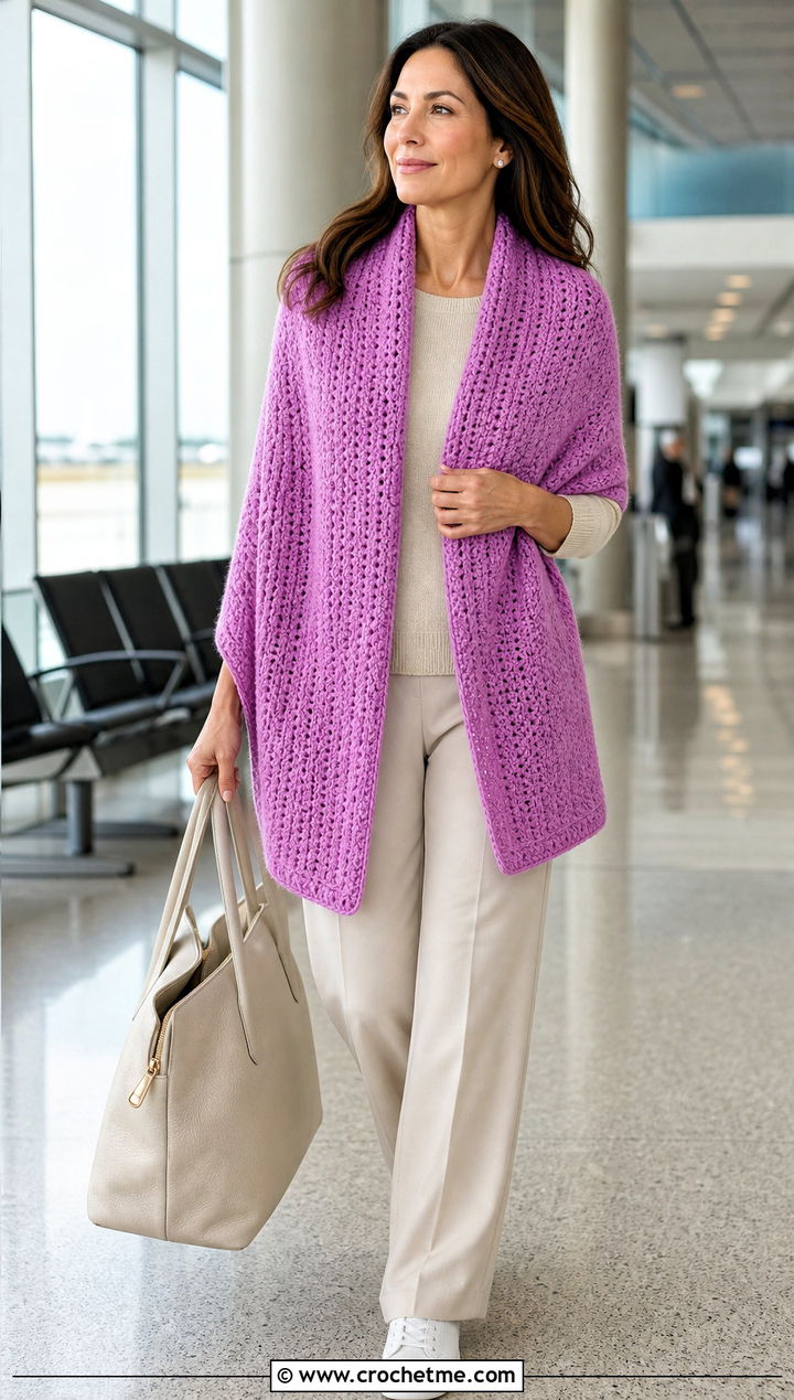 Rectangular Stole DK Yarn Crochet Shawl With Travel Set - 25 Crochet Shawl Dk Yarn outfit ideas