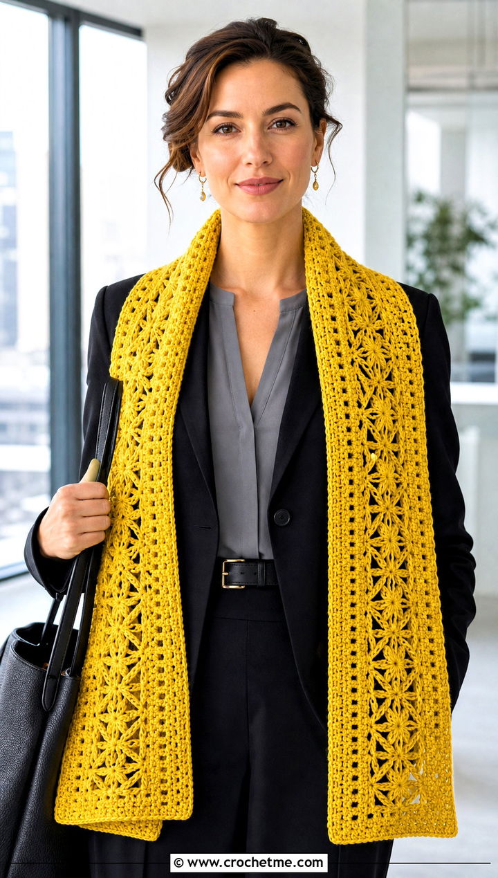 Rectangular Witch Crochet Stole With Blazer And Pencil Skirt - 15 Witch Crochet Shawl outfit ideas