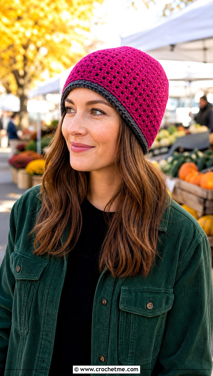 Reversible Clancy Crochet Beanie With Shacket And Corduroy Pants - 30 clancy beanie crochet outfit ideas