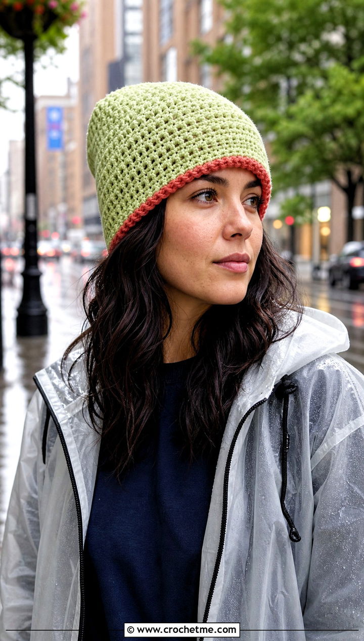 Reversible Crochet Beanie With Raincoat And Ankle Boots - 25 Crochet Beanie Size 4 Yarn outfit ideas