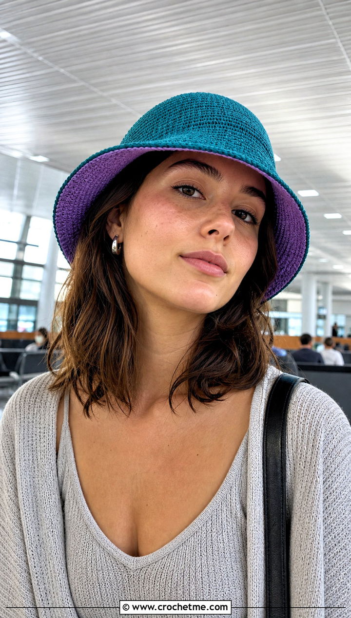 Reversible Crochet Bucket Hat With Knit Set - 30 easy crochet bucket hat outfit ideas