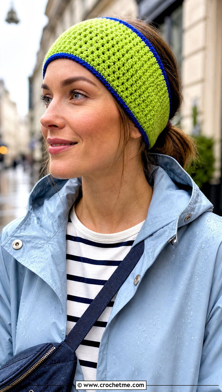 Reversible Crochet Headband With Raincoat - 30 chunky crochet headband outfit ideas