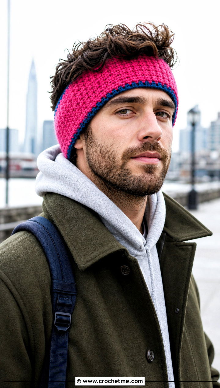 Reversible Crochet Mens Ear Warmer With Field Coat - 25 Crochet Mens Ear Warmer outfit ideas
