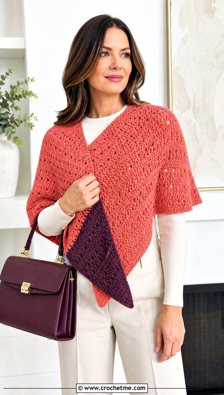 Reversible Crochet Shawl With Monochrome Outfit - 15 Never Ending Crochet Shawl outfit ideas
