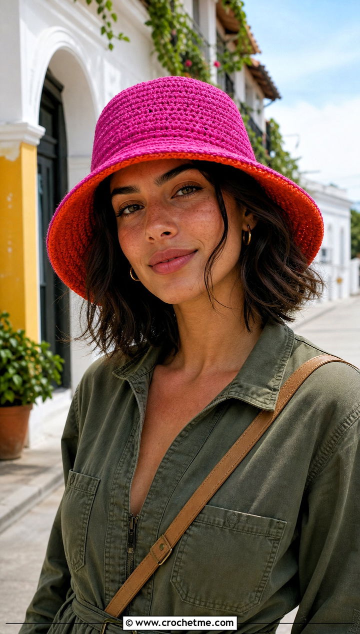 Reversible Double Brim Crochet Hat With Utility Jumpsuit - 20 Double Brim Crochet Hat outfit ideas